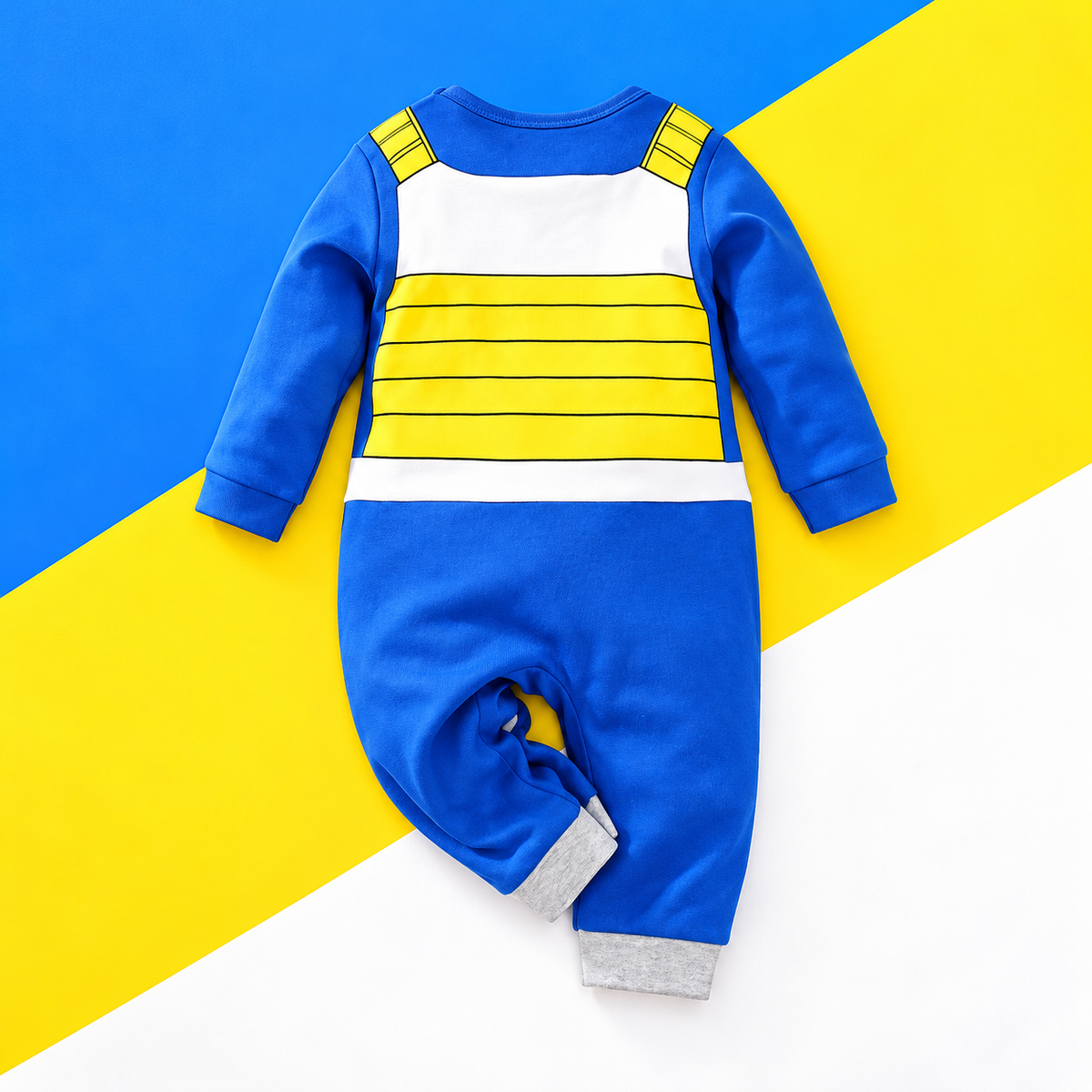 Back view of full-length Vegeta romper