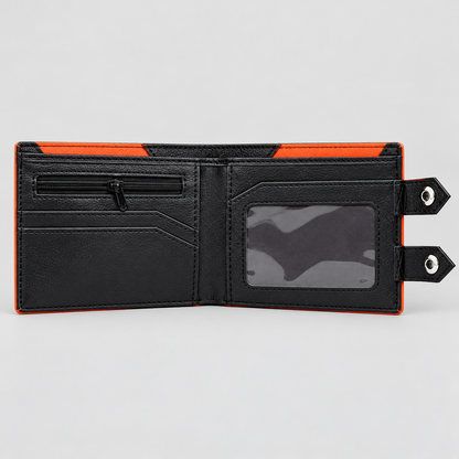 Open Super Saiyan Wallet showing black card slots and clear ID window