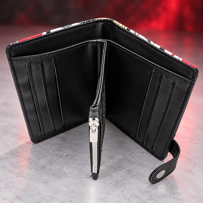 Kaneki Anime Wallet open interior with card slots and zip pocket