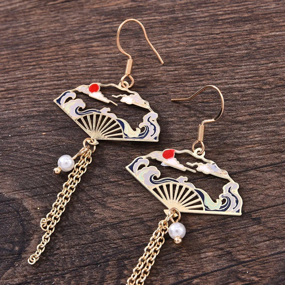 Japanese Cloud Fan Earrings