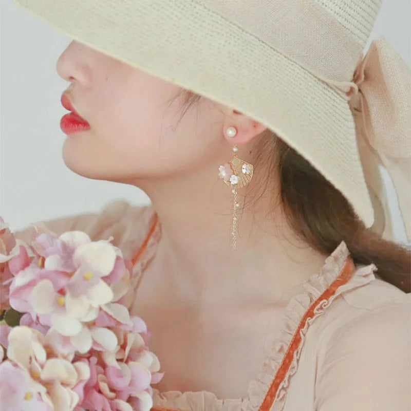 Sakura Flower Fan Earrings