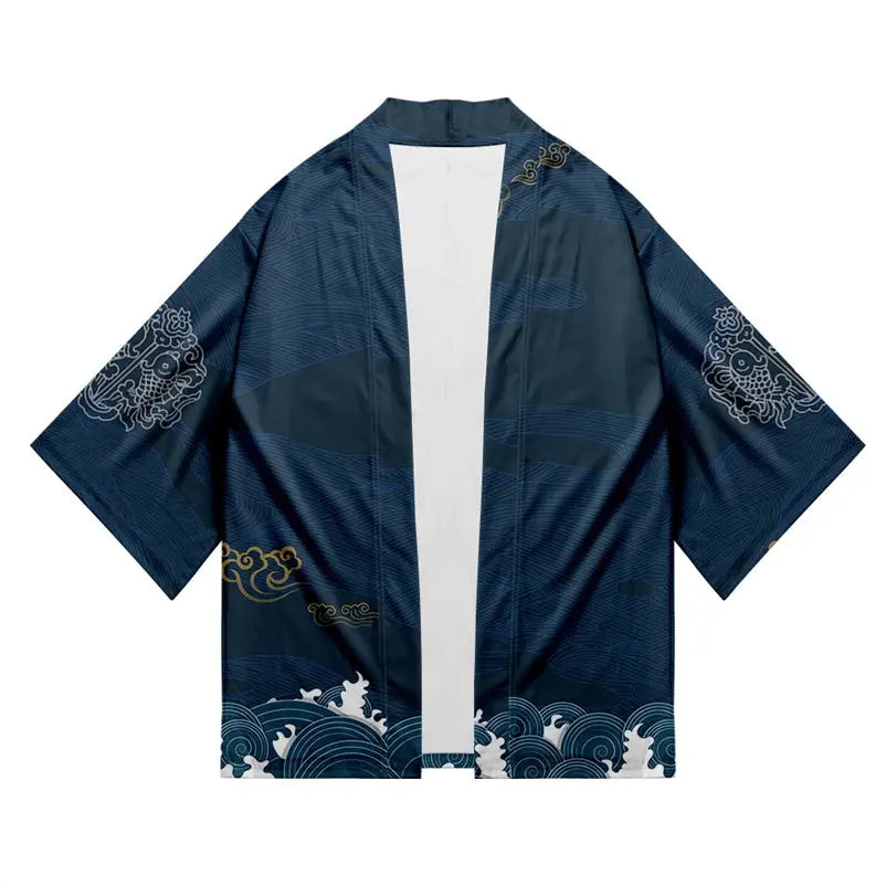 Flying Crane Navy Haori Shorts Set