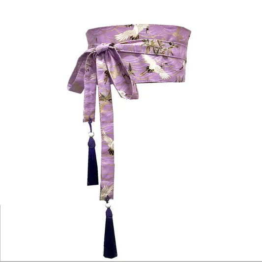 Flying Cranes Women Pink Obi Belt