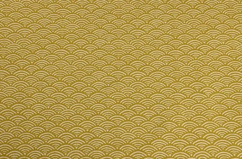 Yellow Japanese Wave Pattern Furoshiki