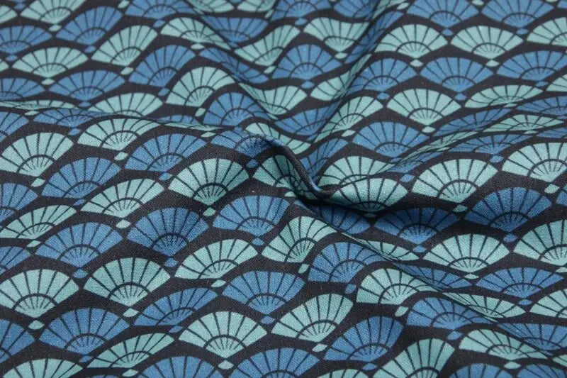 Patrón de abanicos azules Furoshiki