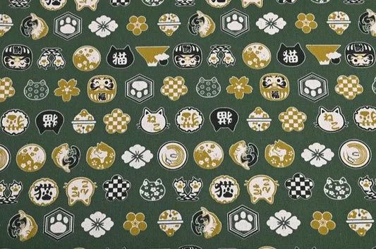 Amuletos de la suerte tradicionales Furoshiki verde