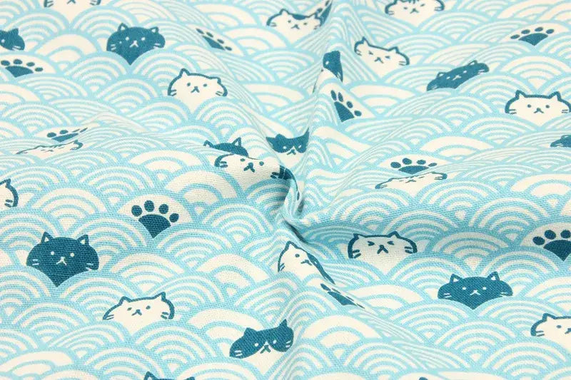 Sky Blue Neko Cats Clouds Furoshiki