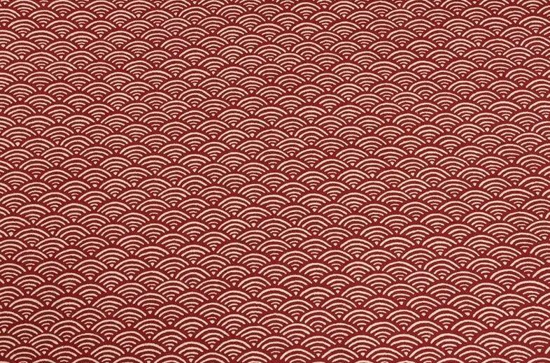 Red Japanese Wave Pattern Furoshiki