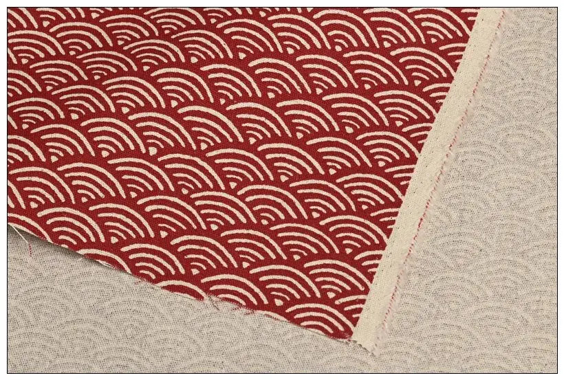 Red Japanese Wave Pattern Furoshiki