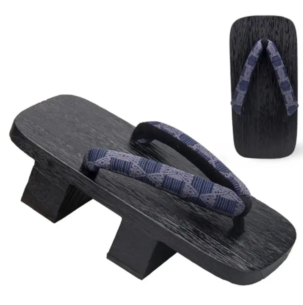 Navy Hishi Pattern Black Geta