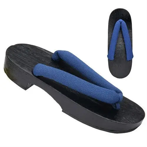 Blue Women Black Geta Sandals