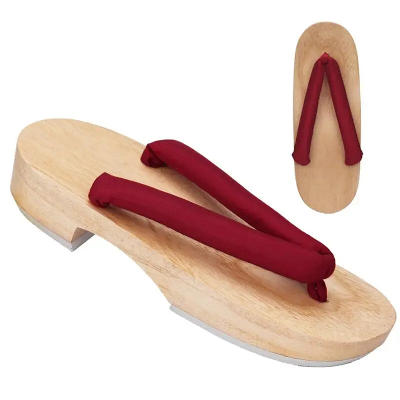 K G 50 7 Red Sakura Floral Brown Wood Japan Geta K G 50 7 Red Sakura Floral Brown Wood Japan Geta