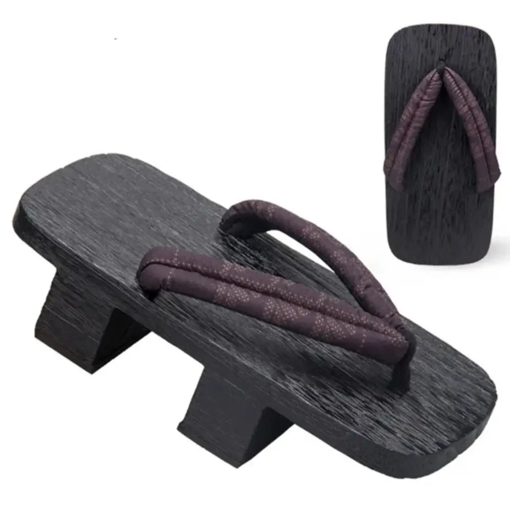 Burgundy Black Geta Sandals