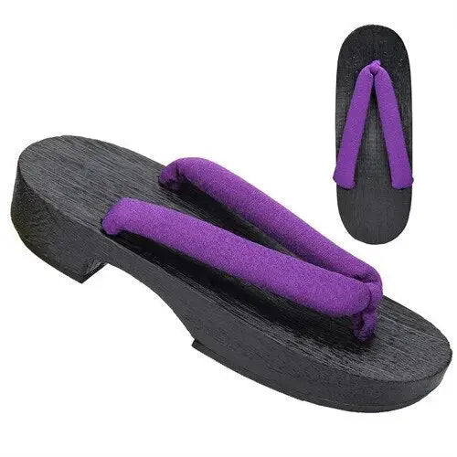 Purple Women Black Geta Sandals