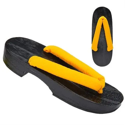 Yellow Women Black Geta Sandals