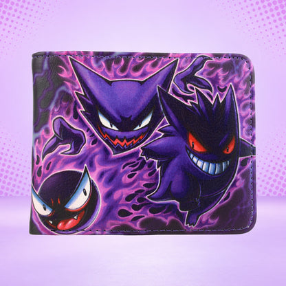 Ghost Types wallet closed front on pastel lavender halftone background