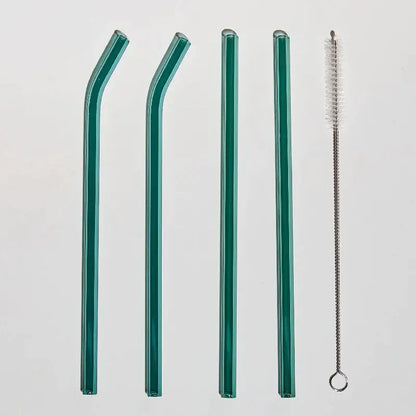 Reusable Colored Glass Straws Set