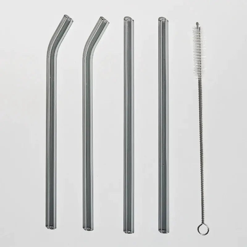 Reusable Colored Glass Straws Set