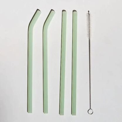 Reusable Colored Glass Straws Set