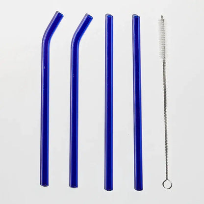 Reusable Colored Glass Straws Set