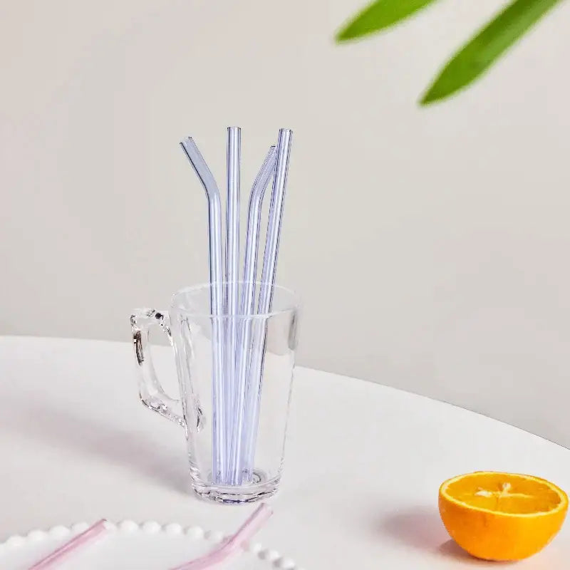 Reusable Colored Glass Straws Set