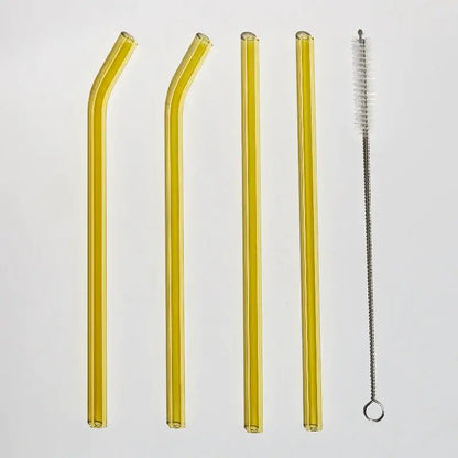 Reusable Colored Glass Straws Set