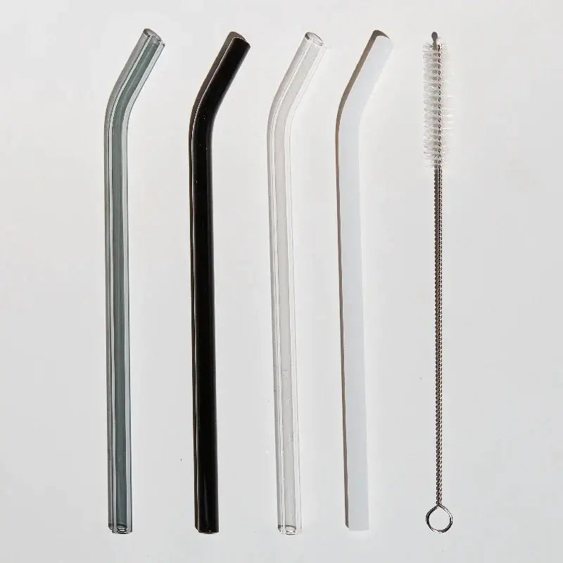 Reusable Colored Glass Straws Set