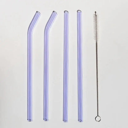 Reusable Colored Glass Straws Set