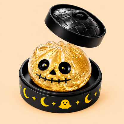 Three quarter view of the Golden Pumpkin Dumpling Squishy