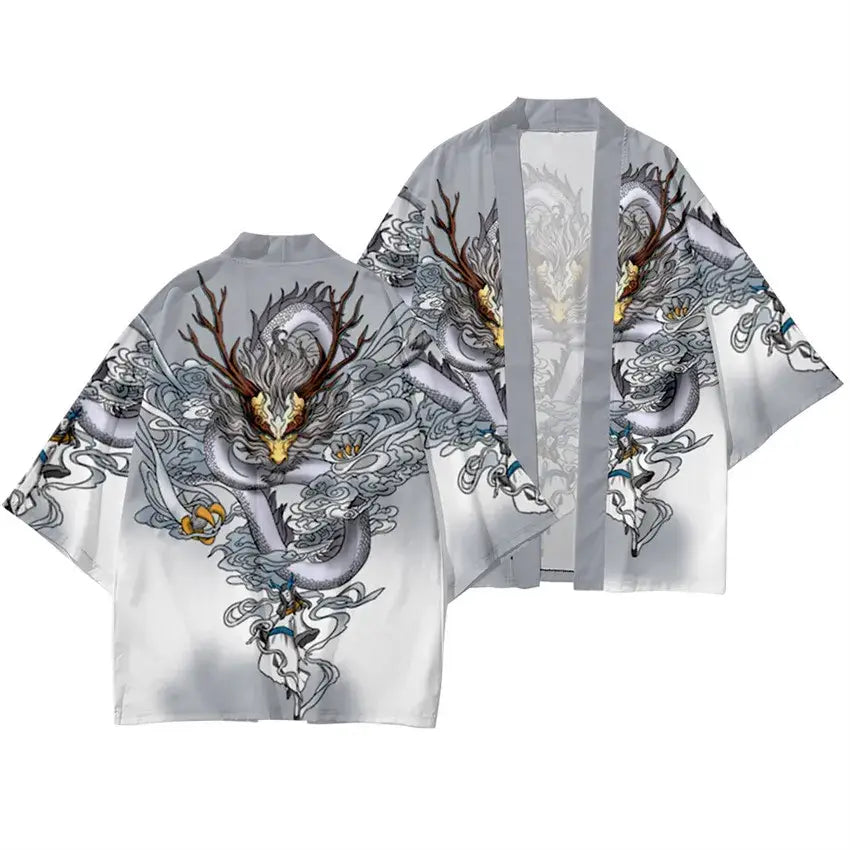 Grey Dragon Haori Shorts Set