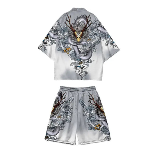 Grey Dragon Haori Shorts Set