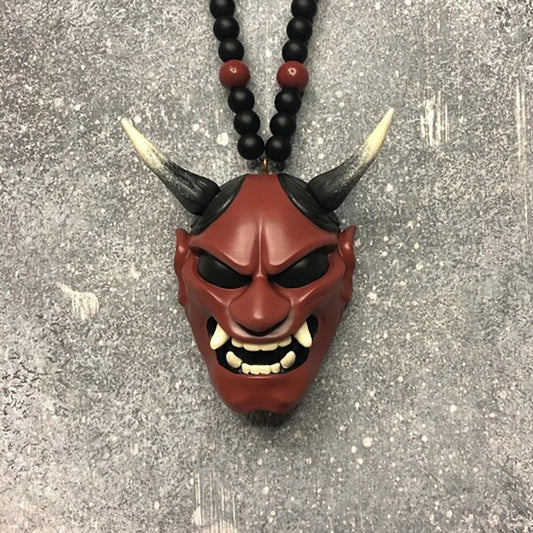 Red Hannya Mask Car Pendant