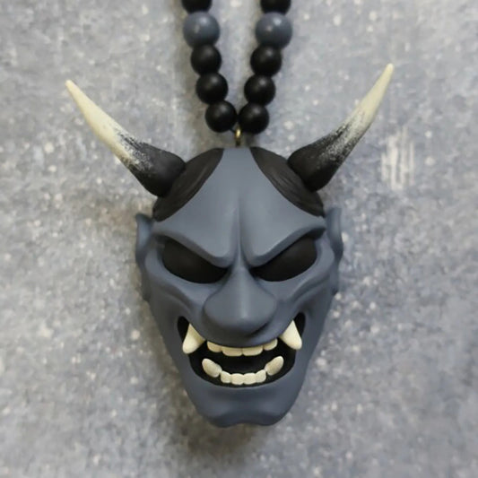 Grey Hannya Mask Car Pendant