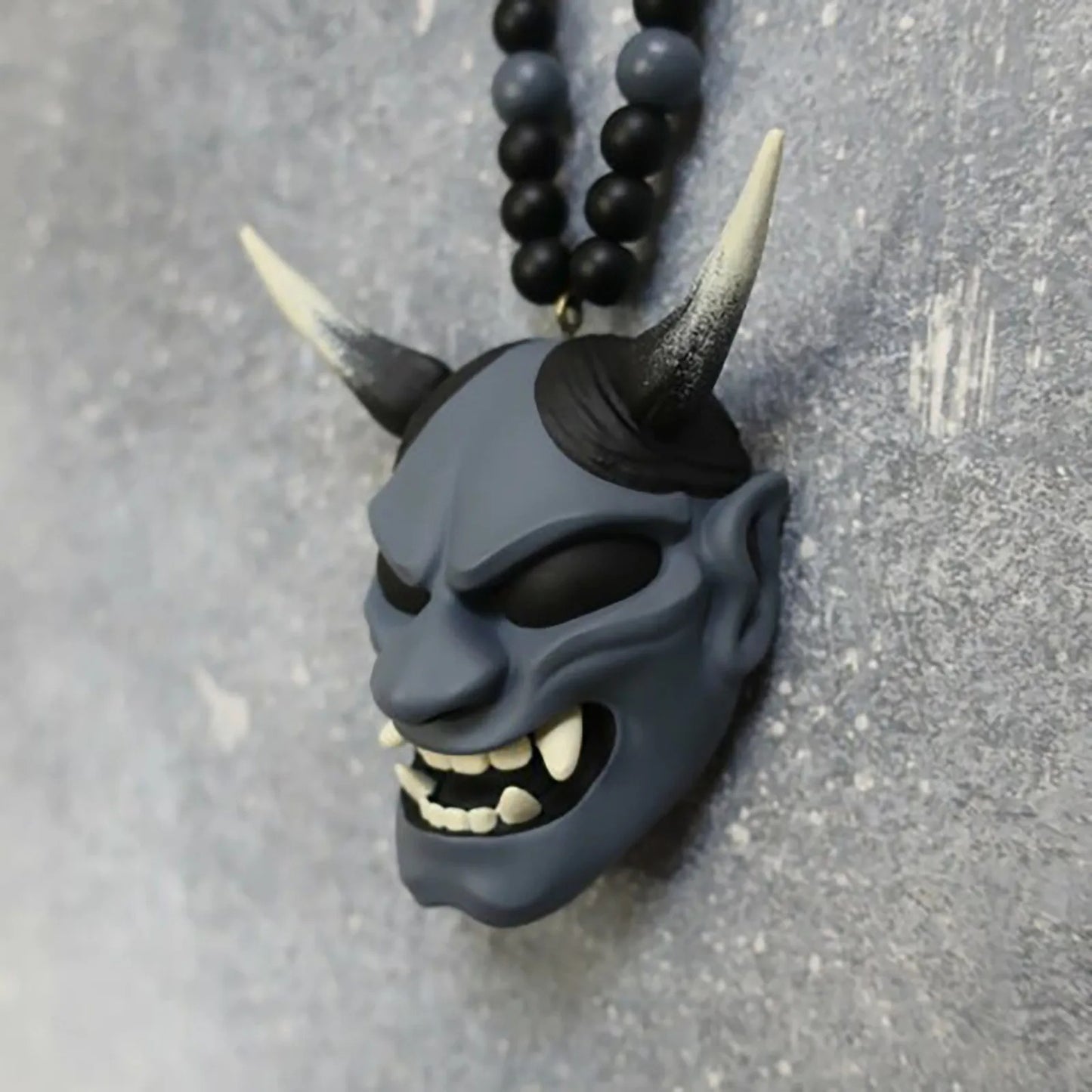 Grey Hannya Mask Car Pendant