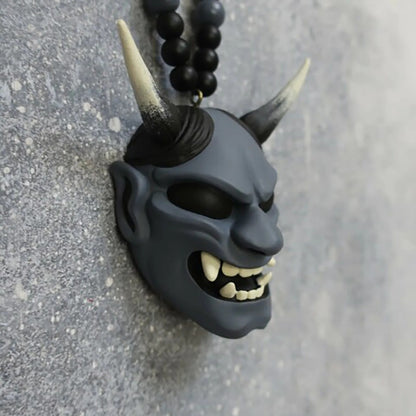 Grey Hannya Mask Car Pendant