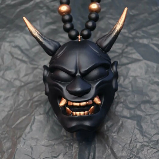 Black Hannya Mask Car Pendant