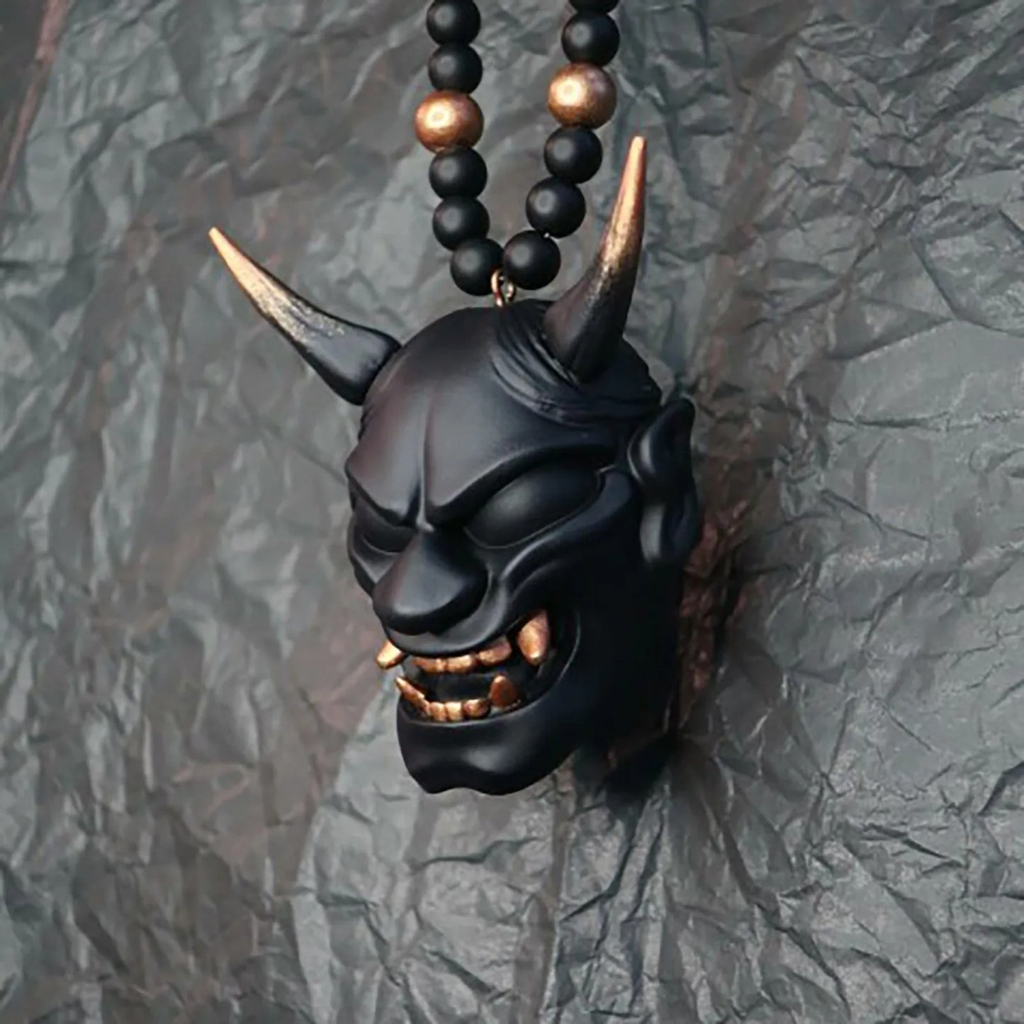 Black Hannya Mask Car Pendant