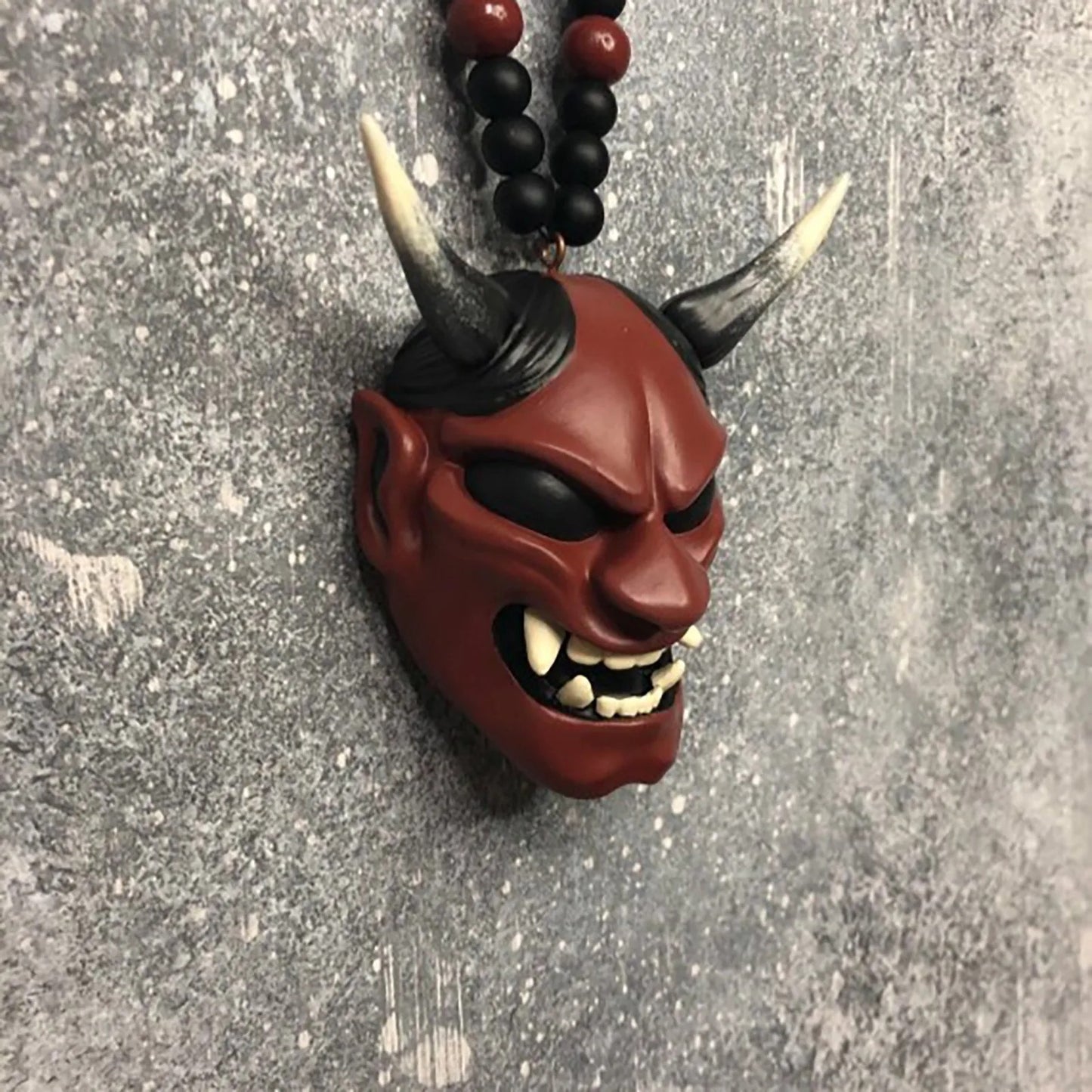 Red Hannya Mask Car Pendant