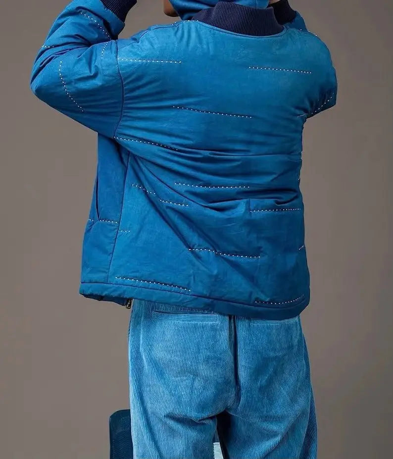 Hanten zippé bleu indigo pour hommes
