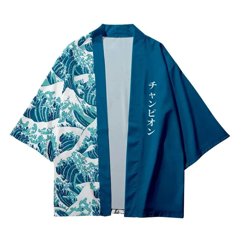 Half Wave Kanji Blue Haori