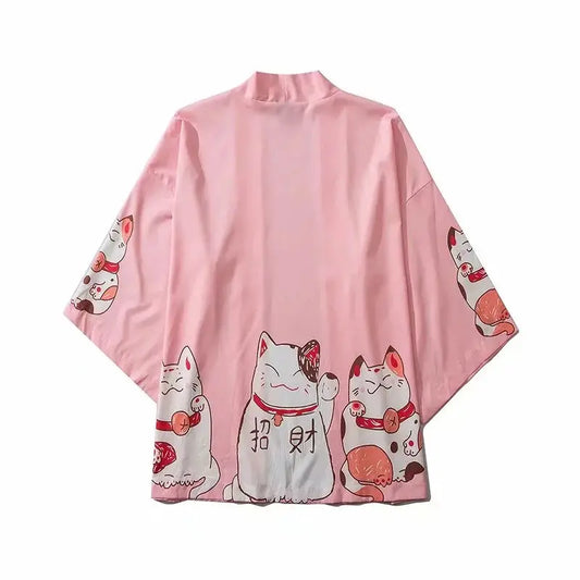 Maneki Neko Cats Pink Haori