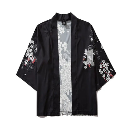 Koi Fish Sakura Black Haori