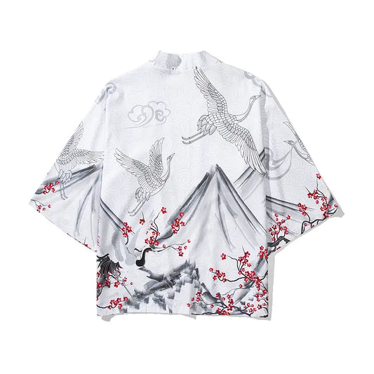 Crane Birds Mountains Haori