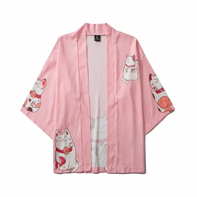 Maneki Neko Cats Pink Haori