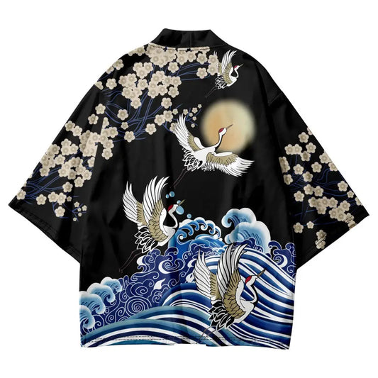 Flying Cranes Sunset Haori