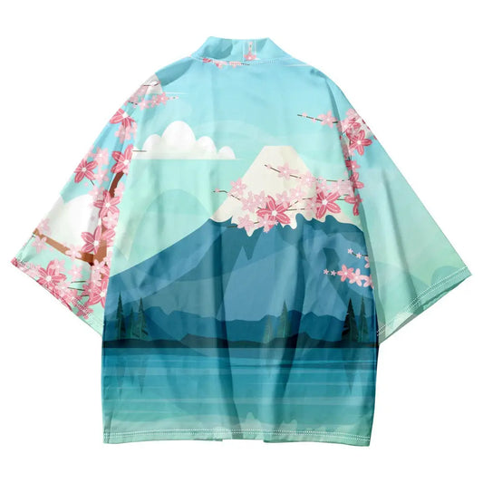 Monte Fuji Sakura Haori turchese