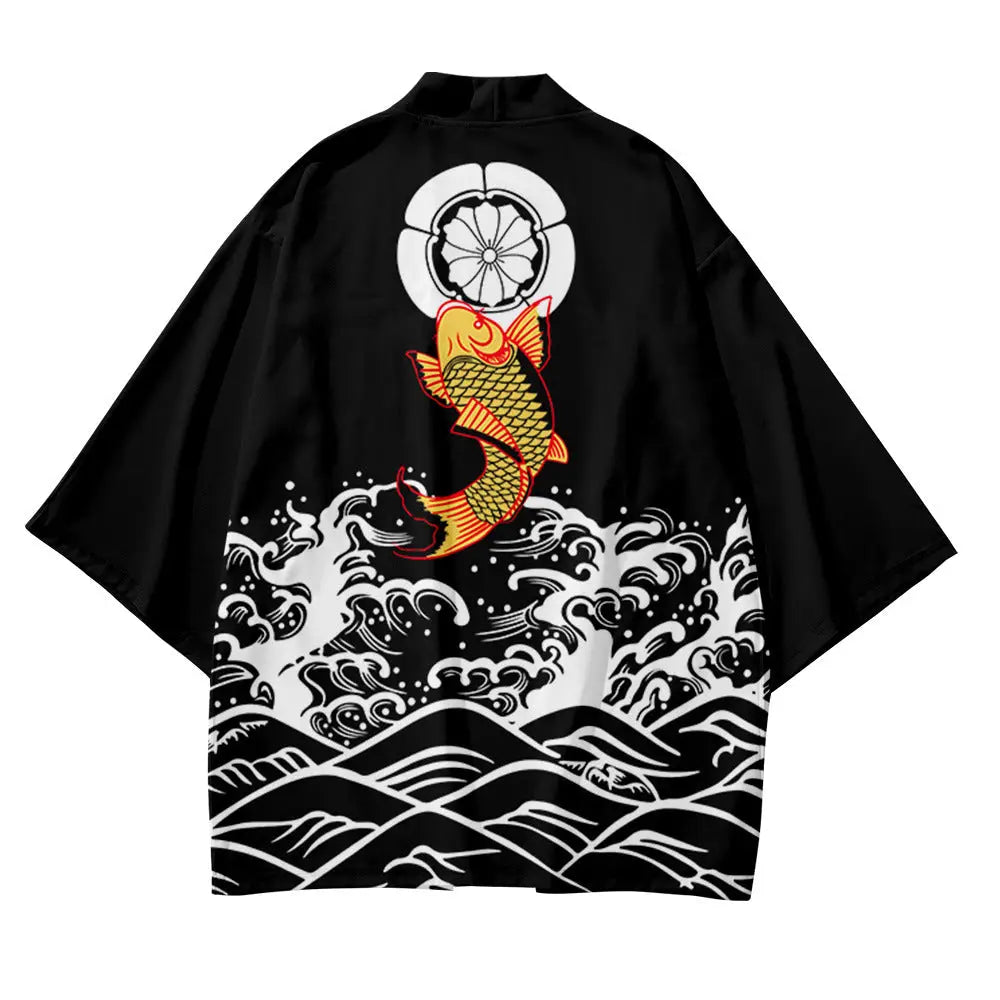 Koi Fish Black Haori