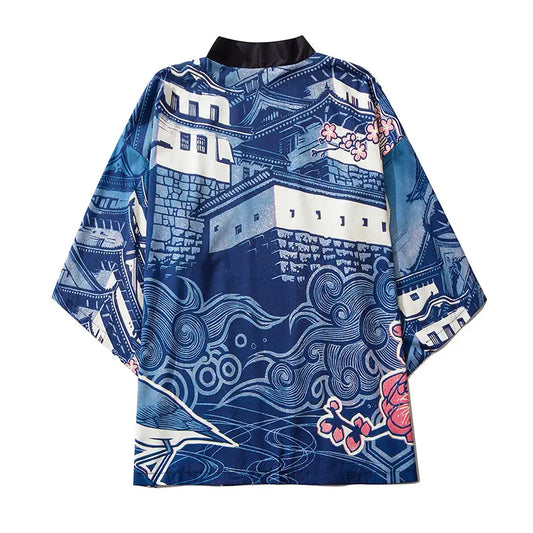 Blue Traditional Japanese Architecture Haori