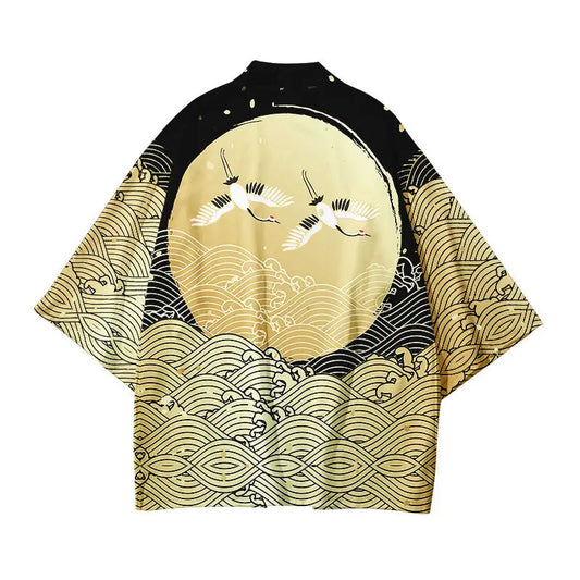 Golden Sunset Cranes Haori