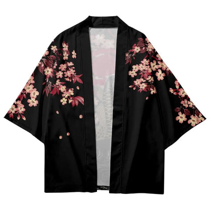 Poisson Koi Fleur de cerisier rouge Haori